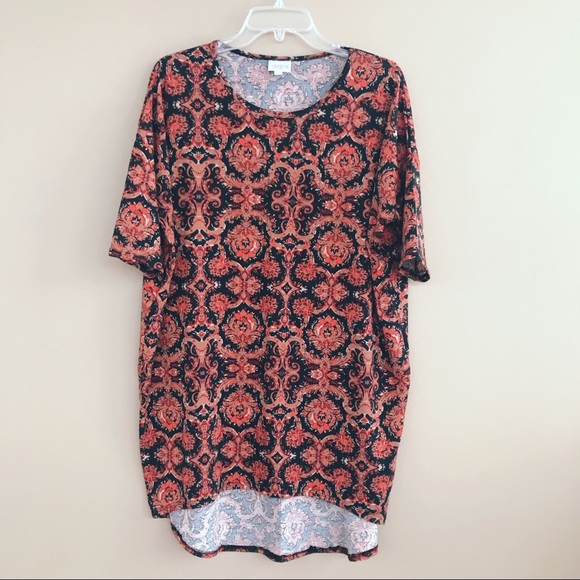 LuLaRoe Tops - • LulaRoe • Irma Top Black Orange Print Medium